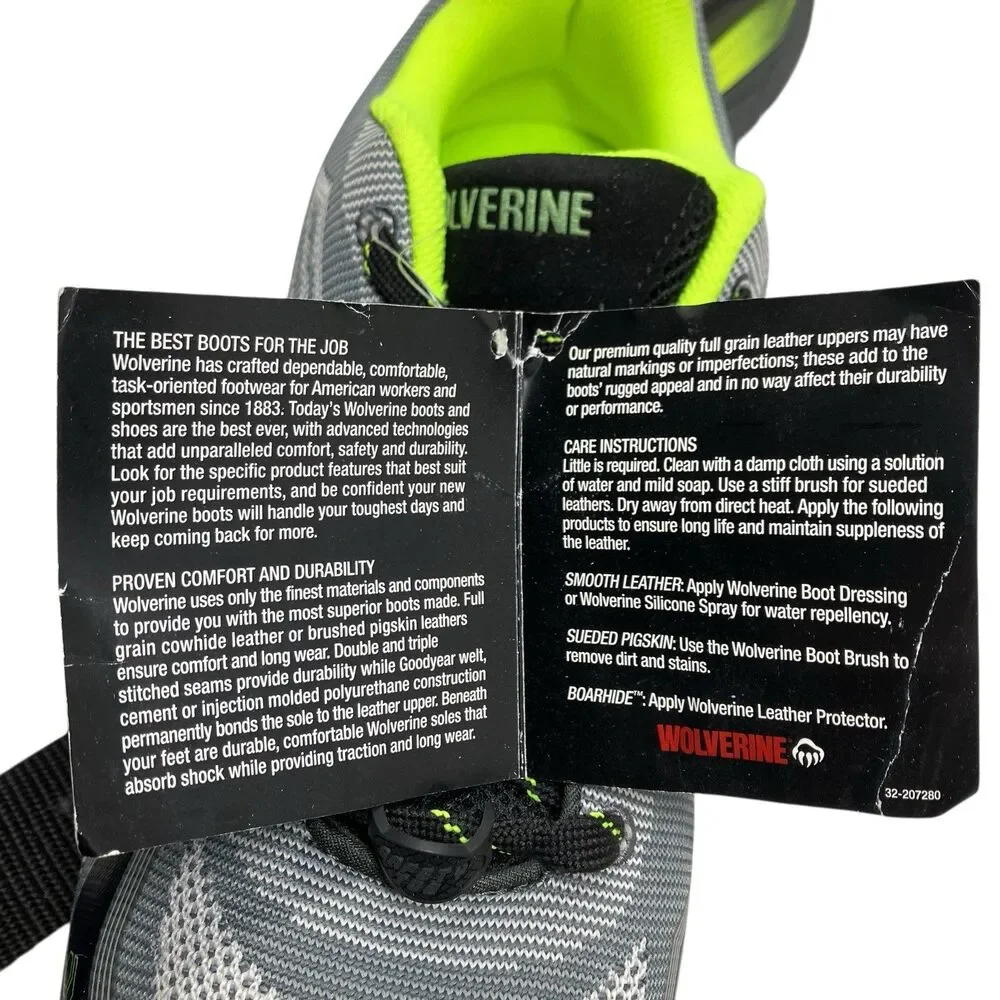 Wolverine Composite Toe Mens 12 Gray Jetstream‎ 2 Missmatched L12EW,R12M Green